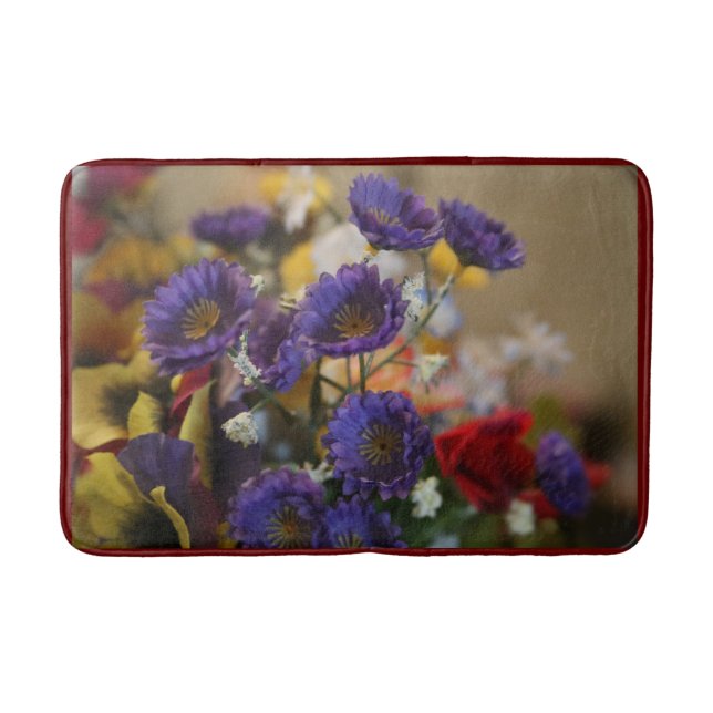 Photography Violet Flowers Fleece Blanket Bath Mat (Front)