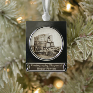 Photography Wagon of Roger Fenton Photo Realism Silver Plated Banner Ornament