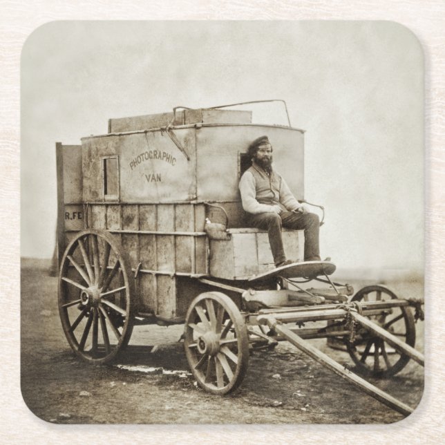 Photography Wagon of Roger Fenton Photo Realism Square Paper Coaster (Front)