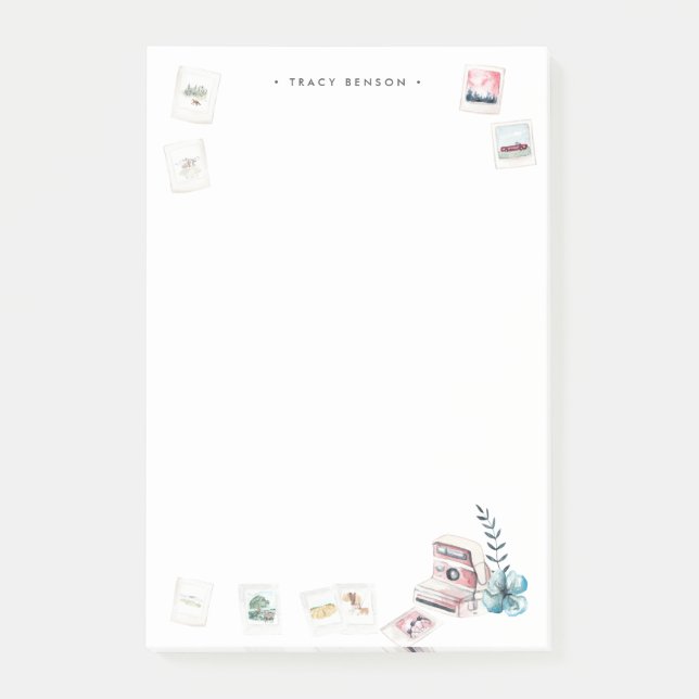 Photography | Watercolor Camera Personalised Post-it Notes (Front)