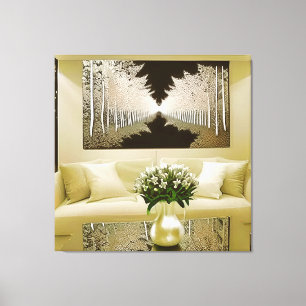 Photogtaphy of a room with a white bed.     canvas print