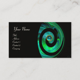 PHOTON SWIRL GEM MONOGRAM black  green blue Business Card