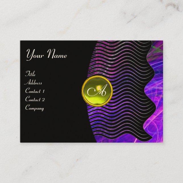 PHOTON WAVES GEM monogram vibrant Business Card (Front)