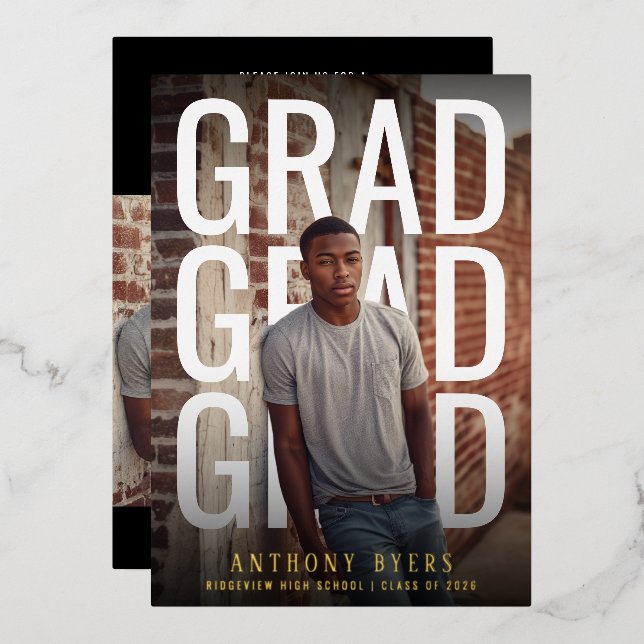 PhotoPop Bold Typography Graduation Party (Front/Back)