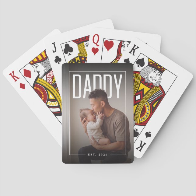 PhotoPop Daddy Est Custom Year Playing Cards (Back)