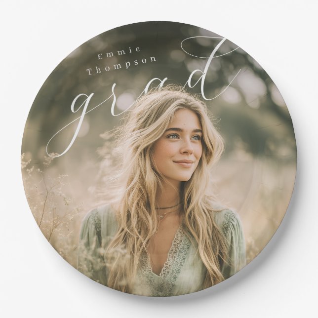 PhotoPop Elegant Script Graduation Paper Plate (Front)