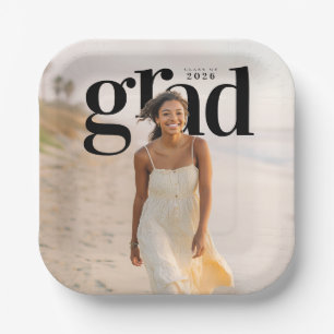 PhotoPop Lowercase grad 2026 Graduation Party Paper Plate