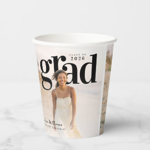 PhotoPop Lowercase grad 2026 Two Photo Graduation Paper Cups
