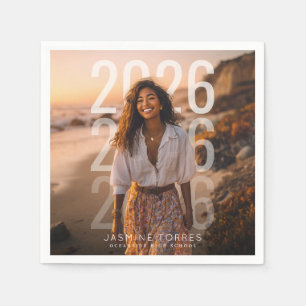 PhotoPop Minimal Year Overlay Graduation Napkin