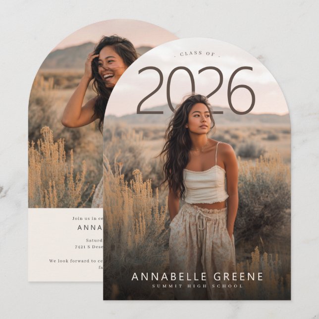 PhotoPop Modern Arch Photo Graduation Party Invitation (Front/Back)