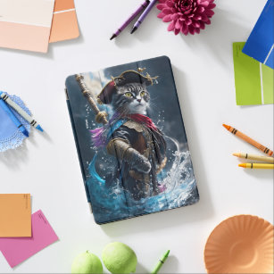Photorealistic Masterpiece: Cat Pirate iPad Air Cover