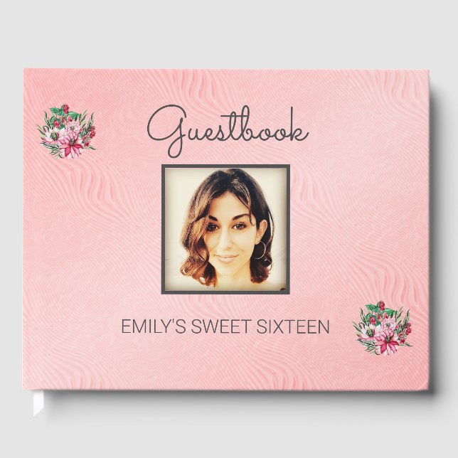 Photos And Colourful Flowers Guest Book (Front)