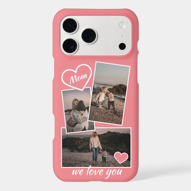 Photos And Heart On Coral Red Blush Peach Pink (Back)