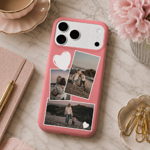 Photos And Heart On Coral Red Blush Peach Pink