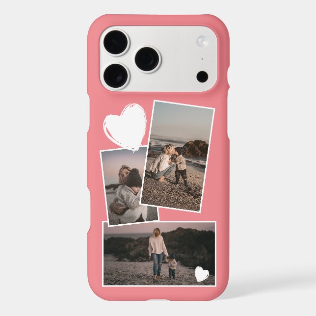 Photos And Heart On Coral Red Blush Peach Pink (Back)