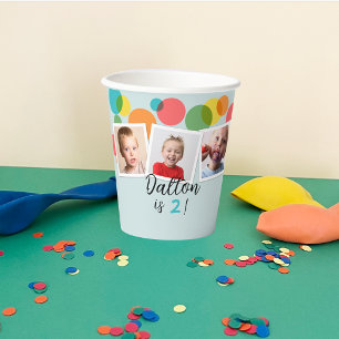 Photos and Polka Dots Boys Birthday Party Paper Cups