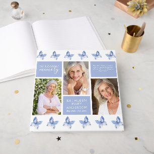 Photos Butterflies Verse Memorial Funeral  Guest Book