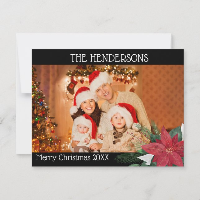 Photos Christmas Poinsettia Holiday Card (Front)
