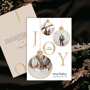 Photos JOY White Christmas Bell Holiday Card