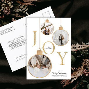 Photos JOY White Christmas Bell Holiday Postcard