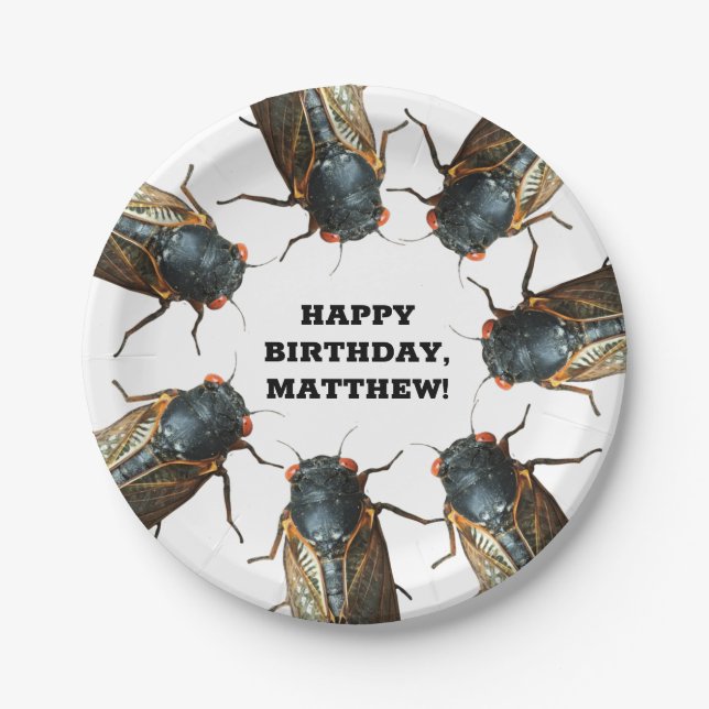 Photos of Cicadas Bugs, Insects Personalised Paper Plate (Front)