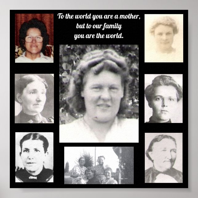 Photos of Mothers Quote Collage Black Frame Poster (Front)