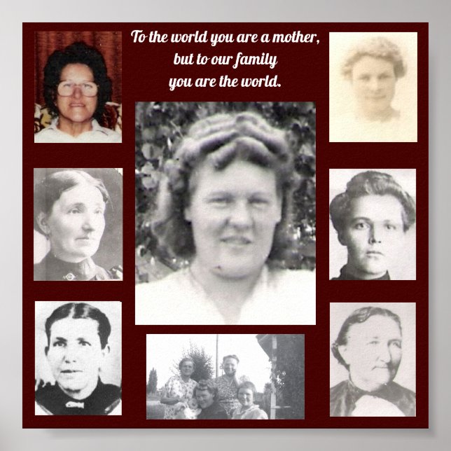 Photos of Mothers Quote Collage Red Frame Poster (Front)