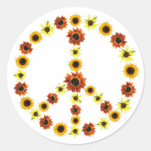 Photos of Sunflowers Peace Sign Stickers