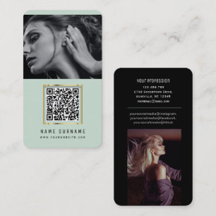 photos qr code scannable barcode modern mint business card