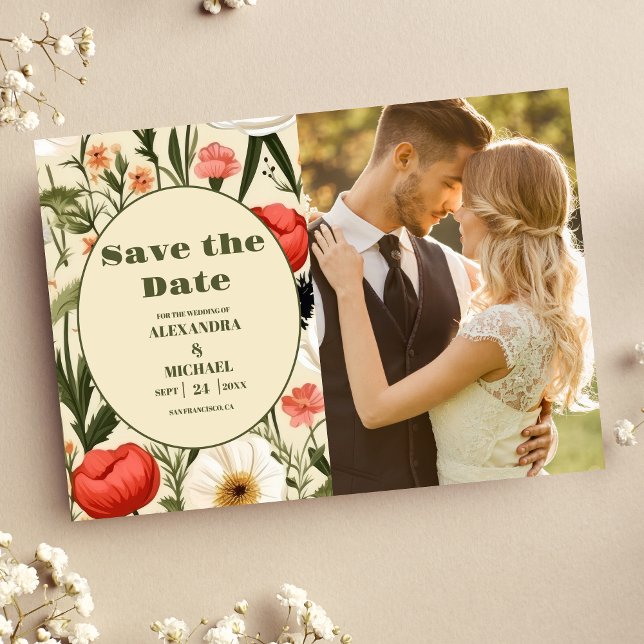PhotoWhimsical Wildflower Meadow Wedding Save The Date (Creator Uploaded)