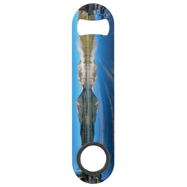 Photowolf Mountain Lake Bottle Opener (Front)