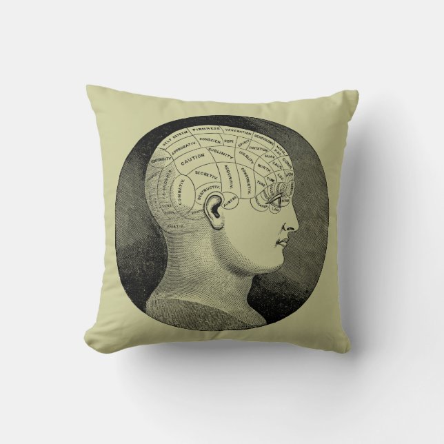 Phrenology Head Diagram Cushion (Front)
