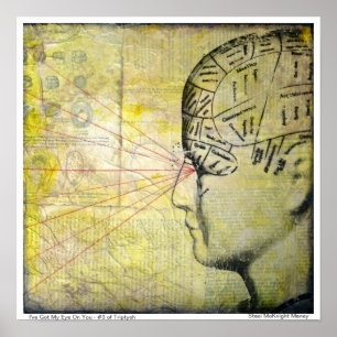 Phrenology Skull 3 Vintage Eye Poster