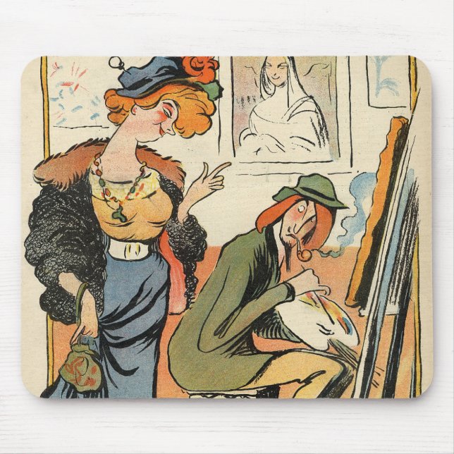 Phryne: caricature of an artist's model mouse mat (Front)