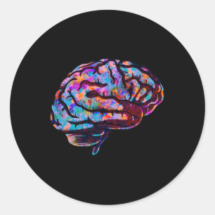 Phsychedelic Art Tie Dye Human Brain Cool Neurolog Classic Round Sticker