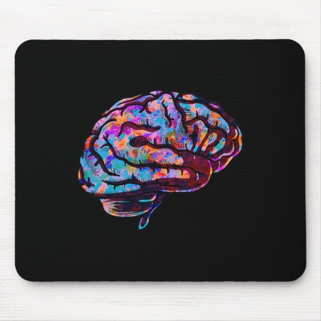 Phsychedelic Art Tie Dye Human Brain Cool Neurolog Mouse Mat (Front)