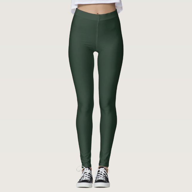 Phthalo Green Solid Plain Colour  Leggings (Front)