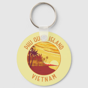 Phu Quoc Island Vietnam Retro Distressed Circle Key Ring