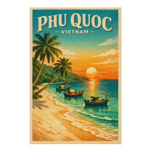 Phu Quoc Island, Vietnam retro travel Poster
