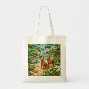 Phu Quoc Vietnam Tropical Waterfall & Dogs Tote Bag