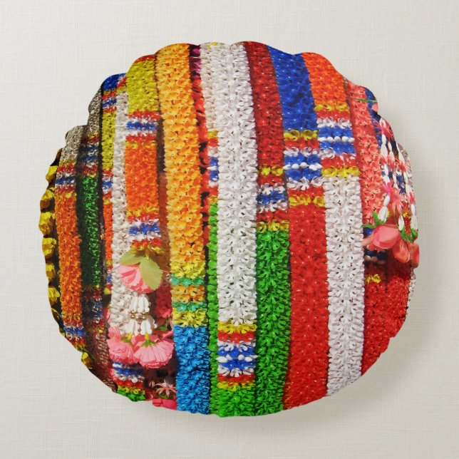 Phuang Maalai - Thai Floral Garland Round Cushion (Front)