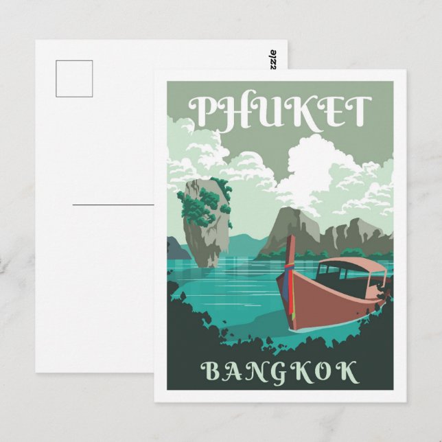 Phuket Bangkok Thailand Travel Place Illustration Postcard (Front/Back)