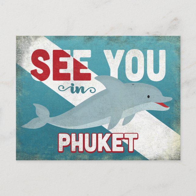 Phuket Dolphin - Retro Vintage Travel Postcard (Front)