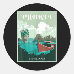 Phuket Longtail Boat Thailand Island Samui Souveni Classic Round Sticker