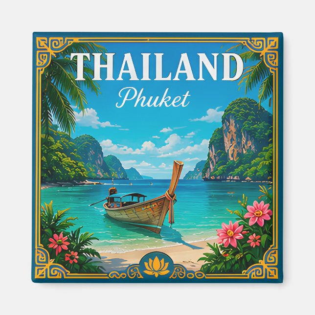 🌴 Phuket Thailand Beach Memory From Island Trip  Magnet (Front)