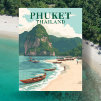 Phuket Thailand Beach Vintage Art Postcard