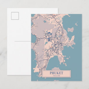 Phuket Thailand Breezy City Map Travel Postcard