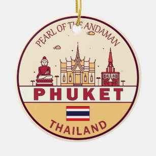 Phuket Thailand City Skyline Emblem Ceramic Tree Decoration