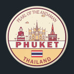 Phuket Thailand City Skyline Emblem Magnet<br><div class="desc">Phuket minimalist,  colourful art design featuring monuments and landmarks of the city in Thailand.</div>
