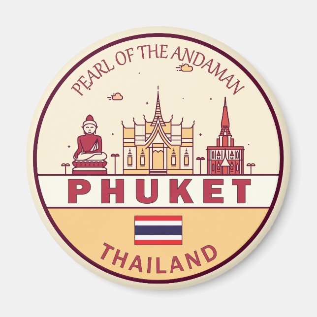 Phuket Thailand City Skyline Emblem Magnet (Front)